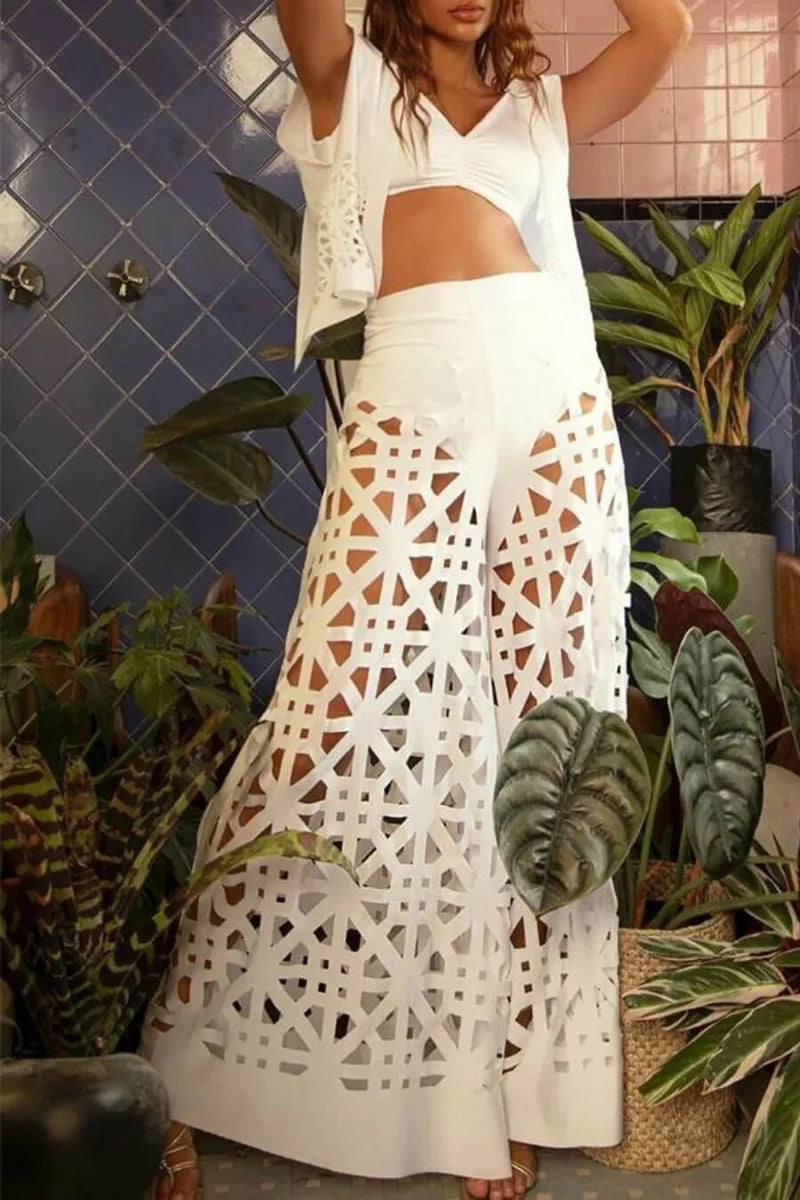 Set of Top and Flared Pants Resort wear  Co-Ord Set