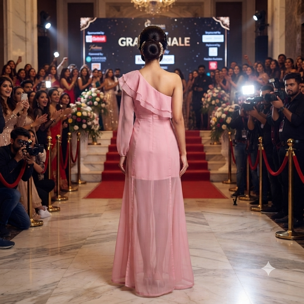 Elegant One-Shoulder Ruffled Chiffon Evening Gown