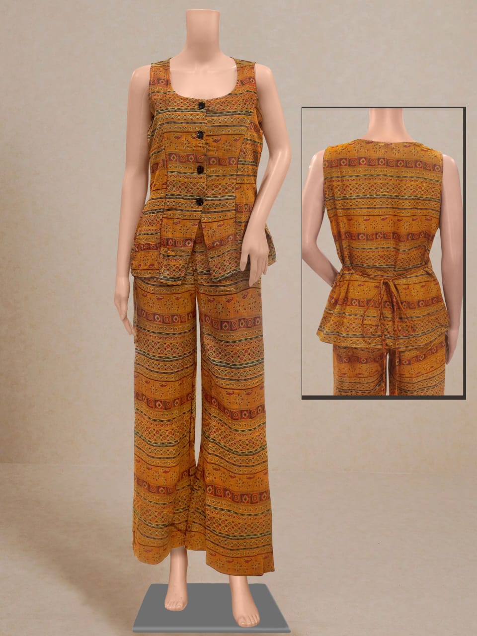 Roma- Sleeveless Attractive Printed Cotton Cord-Set