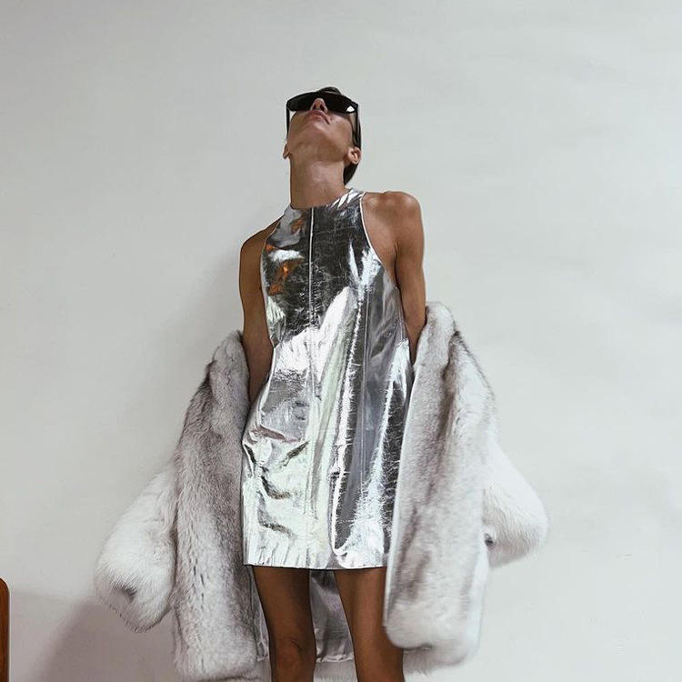 celine silver dress Light Blue / 0 USA