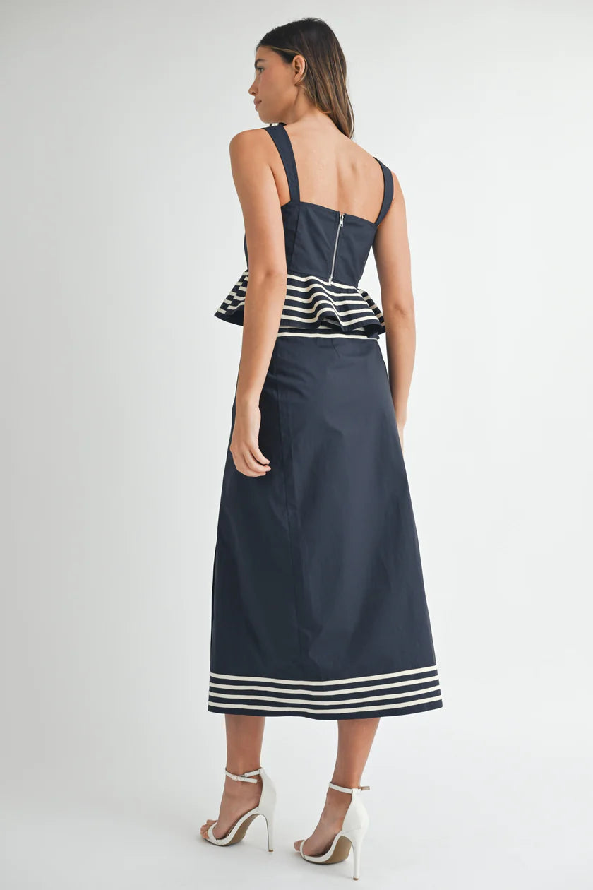 Roshel Peplum Top with Wrap Waist Skirt Set