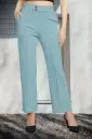 Women Relaxed Light Green Cotton Blend Trousers