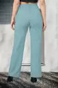 Women Relaxed Light Green Cotton Blend Trousers