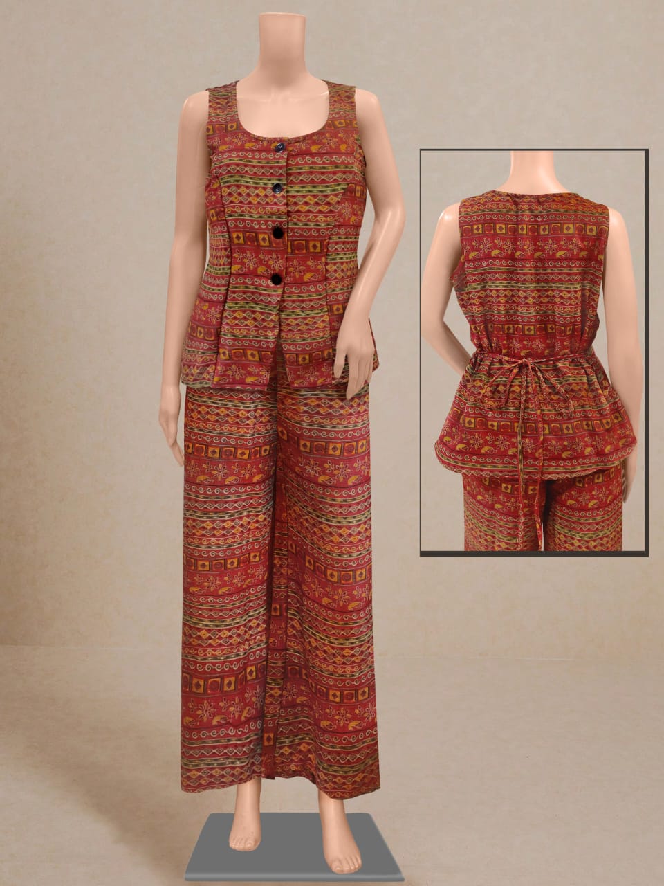 Roma- Sleeveless Attractive Printed Cotton Cord-Set