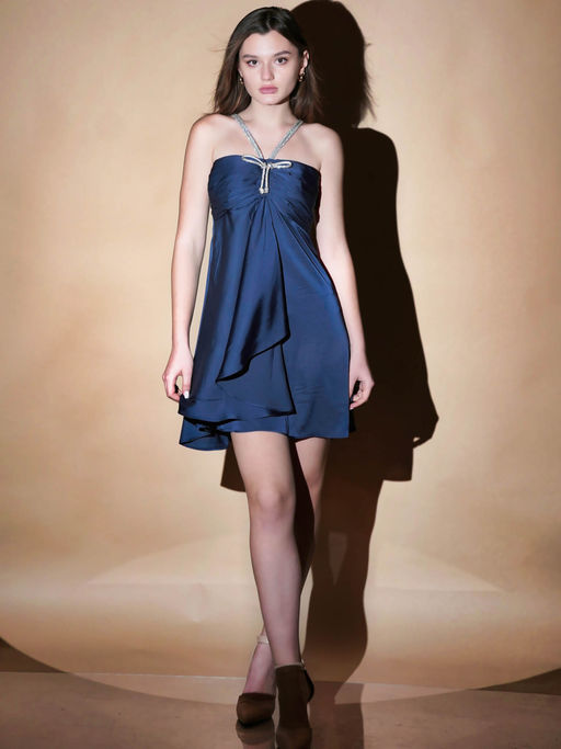 Celestial Satin Drift Mini Dress