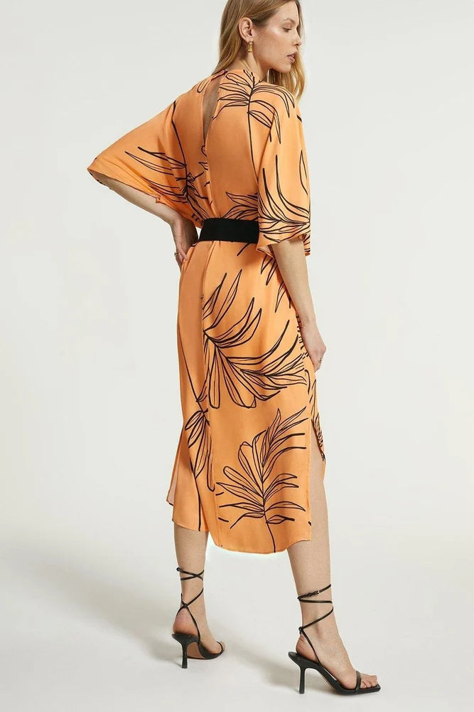 Floral Tropical Printed Women Casual Party Wear Top Dress Kaftan