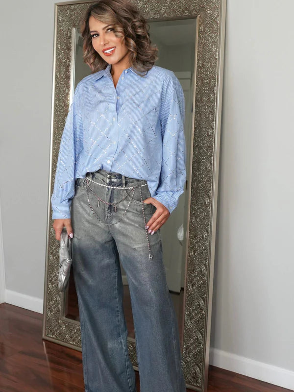 Crystal-Embellished Button Shirt