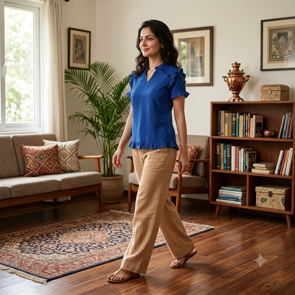 Stylish Ruffled  Cotton Top