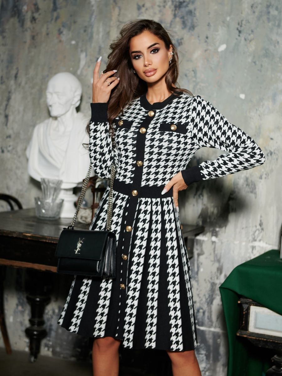 Laurel Luxury  Knitted Tartan Dress
