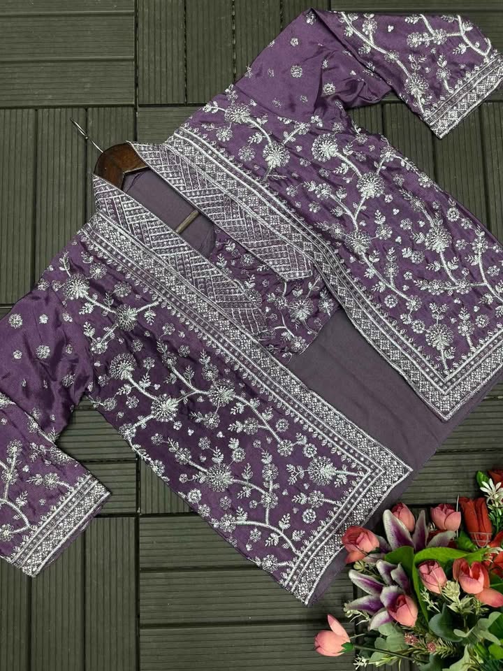 Indo Western Embroidered Pleated Skirt Dress