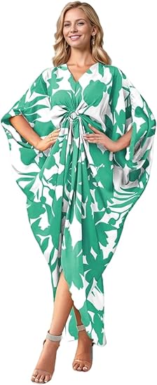 Women's Calf-Length Plus Size Kaftan with Vibrant Floral Print - Luxurious Milk Silk Fabric for Casual.