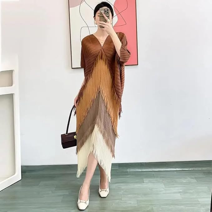 Pleated Tassel Colorful Dress