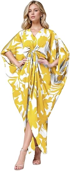 Women's Calf-Length Plus Size Kaftan with Vibrant Floral Print - Luxurious Milk Silk Fabric for Casual.