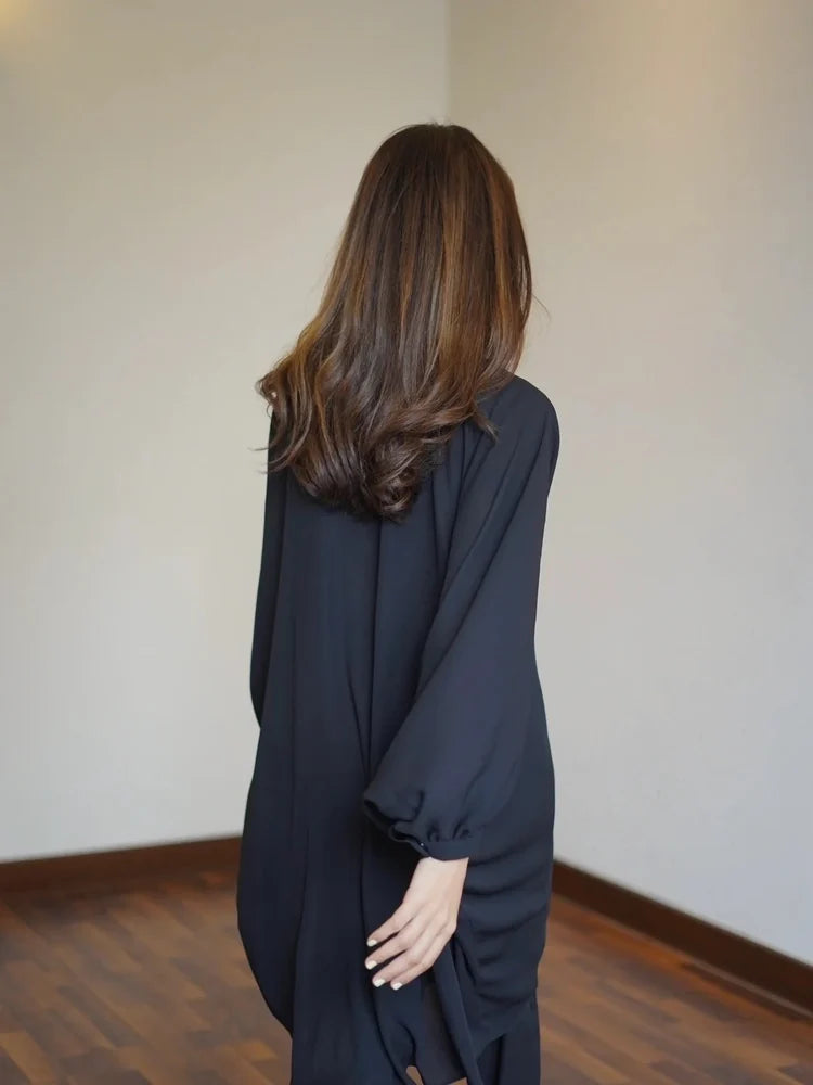 Korean BSY Classic Black Tunic & Pant Set for Everyday Elegance