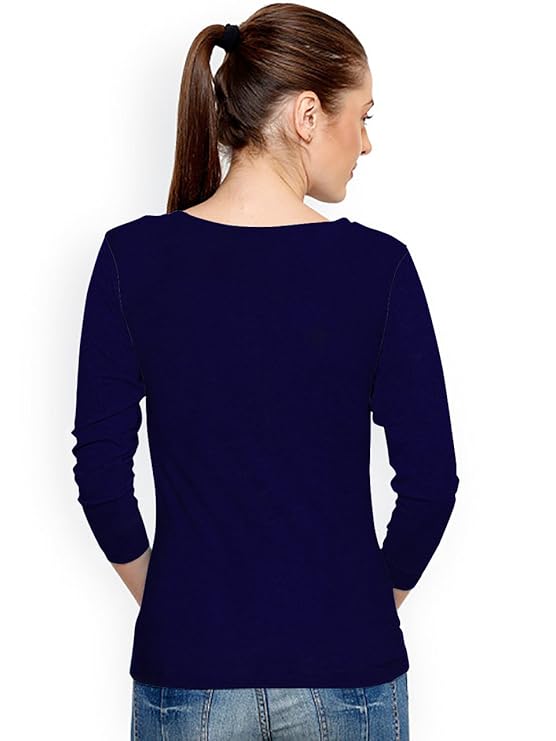 Beautiful Large Sized Blue Color Knitted Polyester Fabric Top for Women