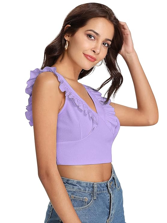 Women's Shoulder Straps Neck Sleeveless Crop top