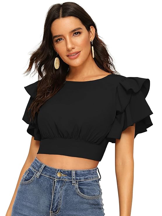 Western Modern Fit Short Sleeve Round Neck Top