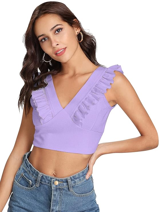 Women's Shoulder Straps Neck Sleeveless Crop top