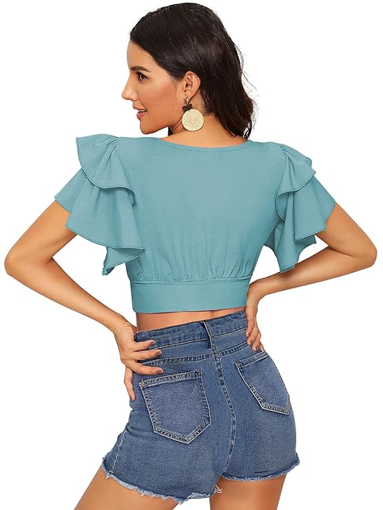 Wear Butterfly Sleeve Stylish Western Crop Top for Women