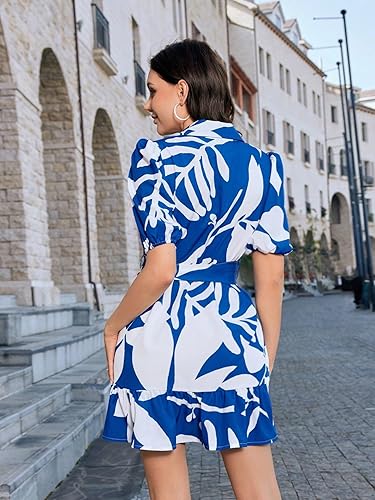 Florene Women's Puff Sleeve Button Down Dress