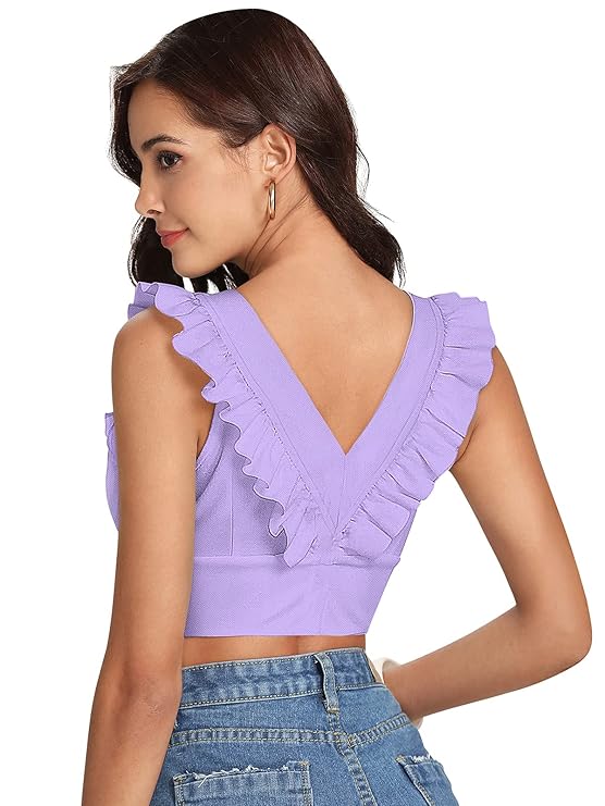 Women's Shoulder Straps Neck Sleeveless Crop top