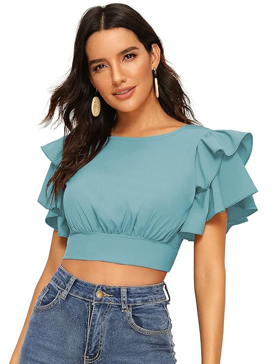 Wear Butterfly Sleeve Stylish Western Crop Top for Women