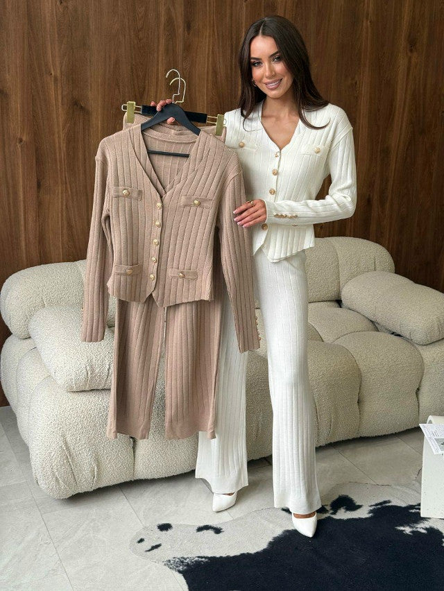 Knitted Vest & Wide Leg Pants Set