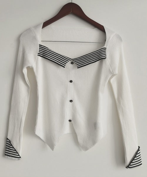 Slit Fitted Minimalist Knitted Sweater For Women