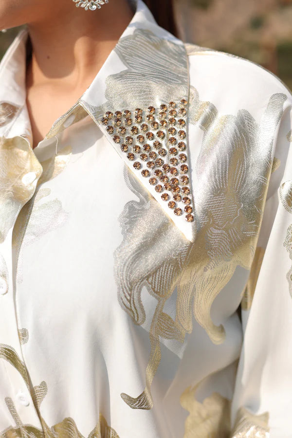 Premium Quality Georgette Shirt With Studded Neck