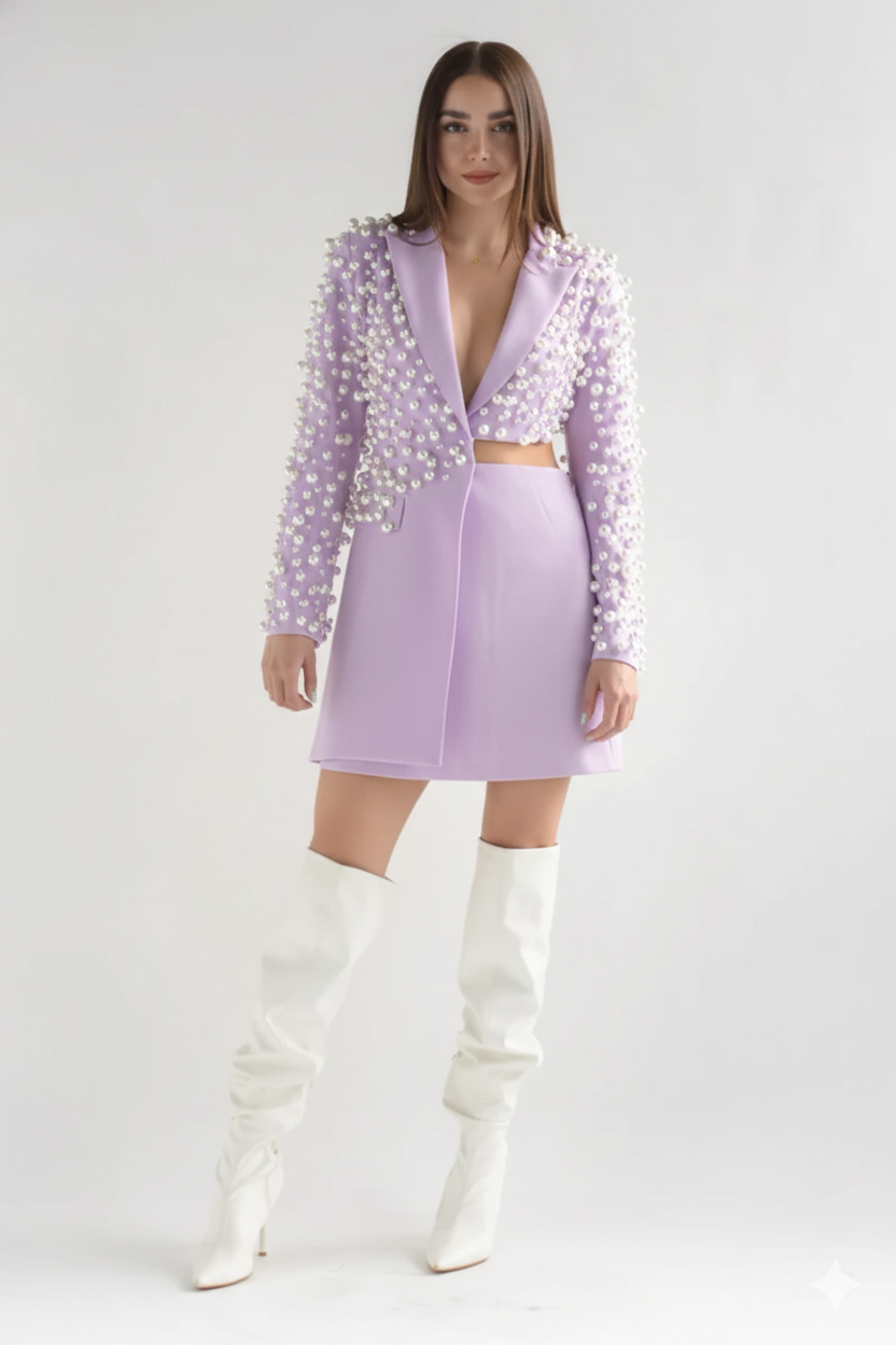 Andy Vibrant Boss Lady Classic Power Suit Skirt Co-Ord Set