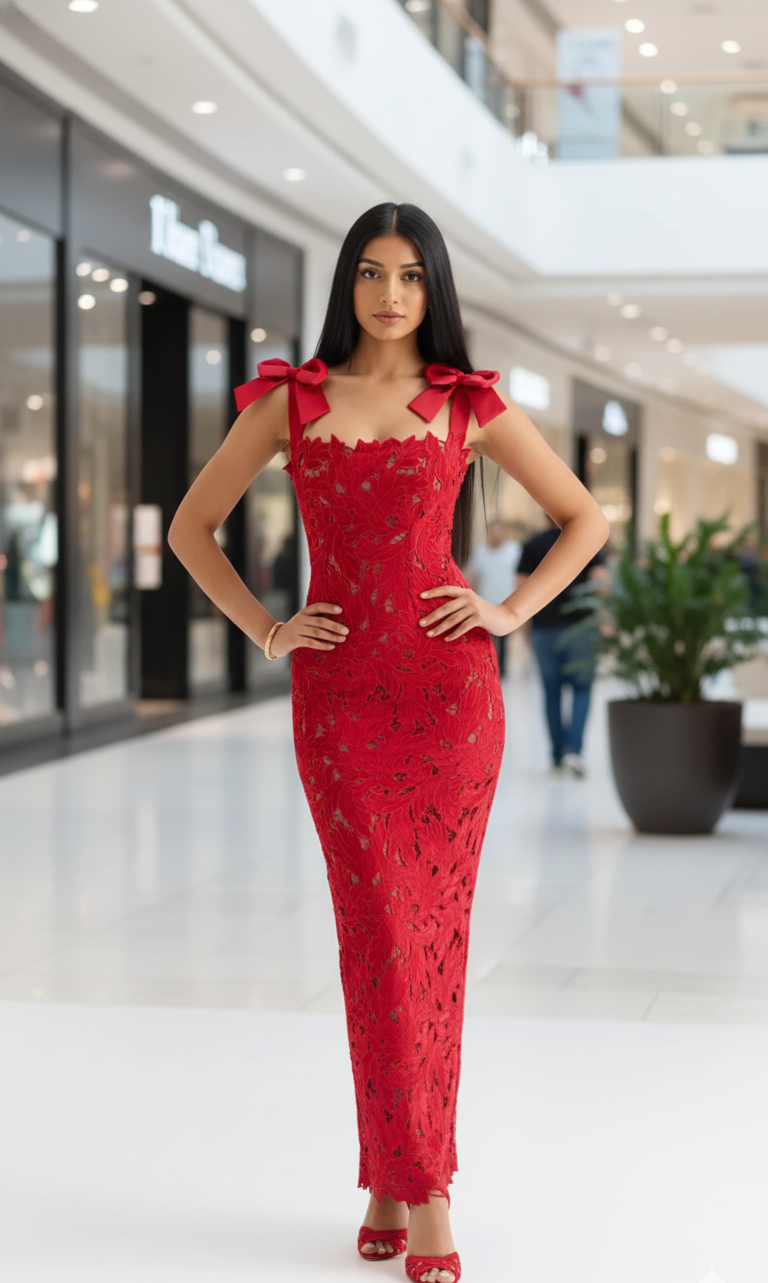 Ava Cut Out Bow-Knots Zipper Slit Slip Dress