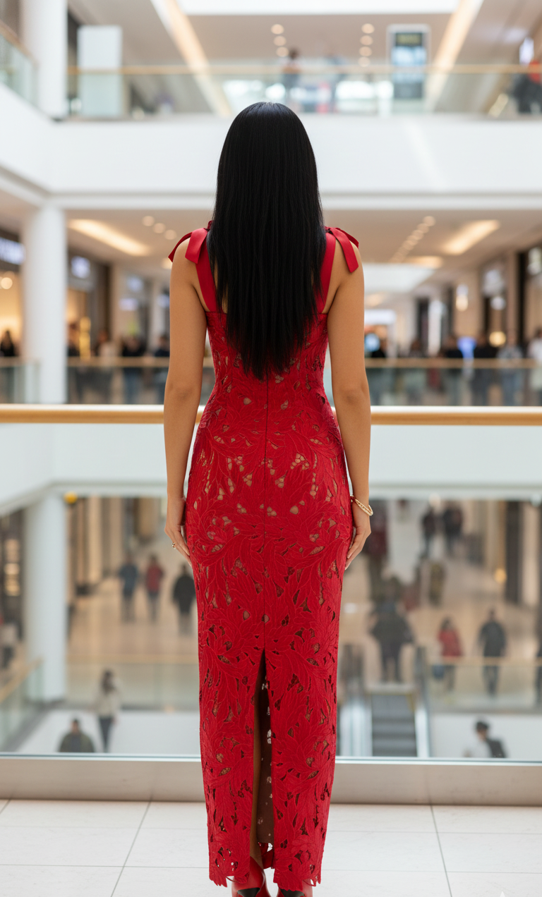 Ava Cut Out Bow-Knots Zipper Slit Slip Dress