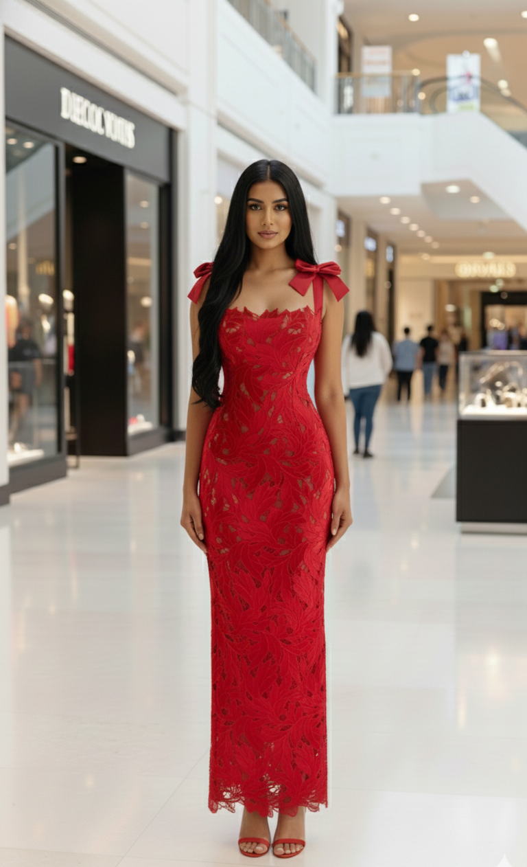 Ava Cut Out Bow-Knots Zipper Slit Slip Dress