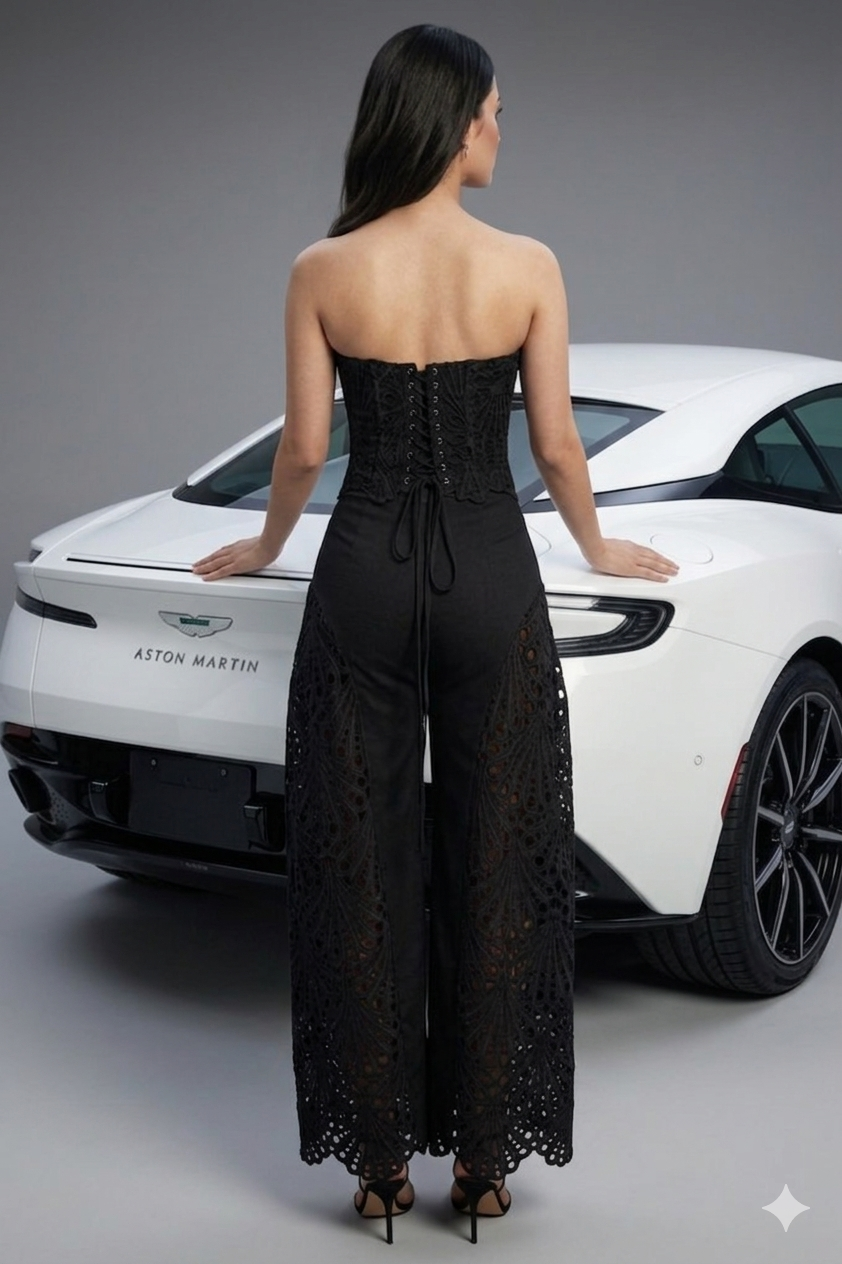 Carmen Strapless Eyelet Top & Wide Leg Pants Set