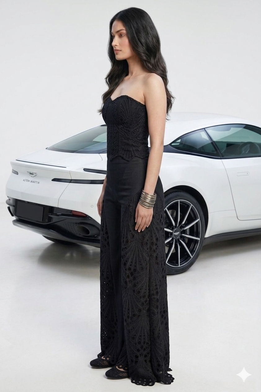 Carmen Strapless Eyelet Top & Wide Leg Pants Set