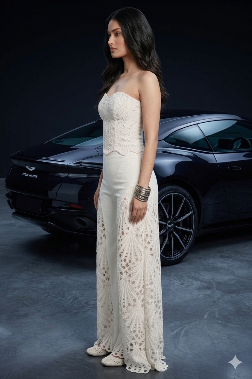 Carmen Strapless Eyelet Top & Wide Leg Pants Set