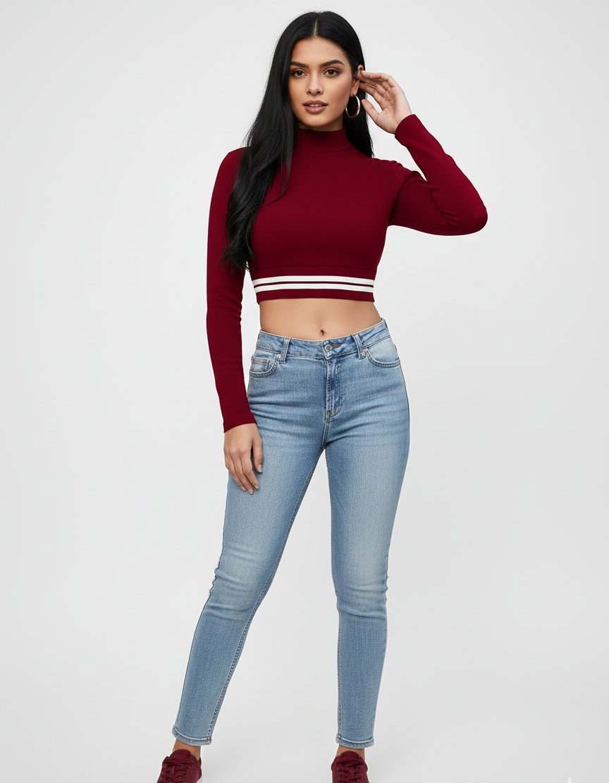 Casual Regular Sleeves Solid Women Maroon, White Top