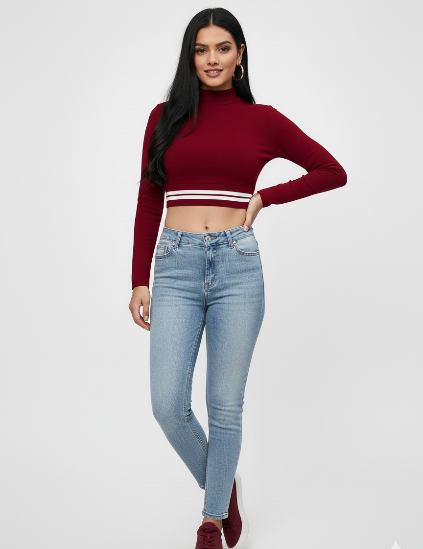 Casual Regular Sleeves Solid Women Maroon, White Top