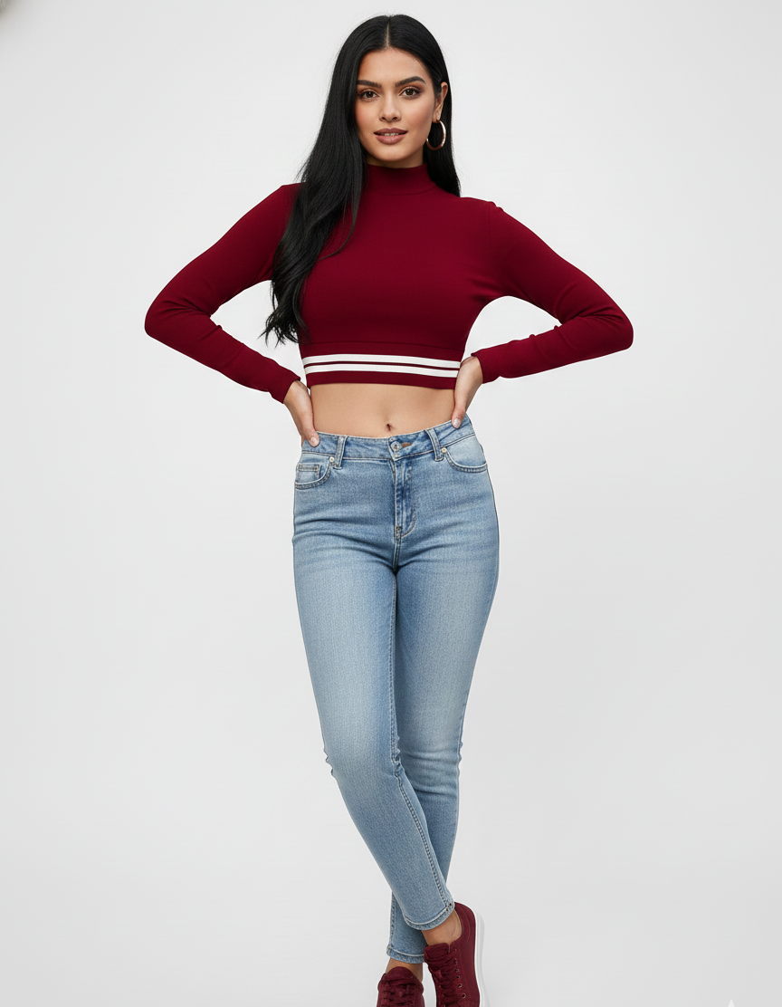 Casual Regular Sleeves Solid Women Maroon, White Top