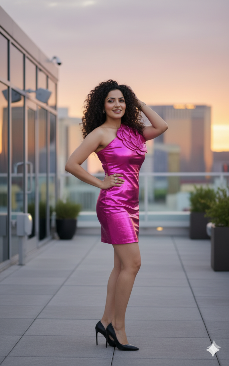Cinderella Metallic One Flower Bodycon Dress