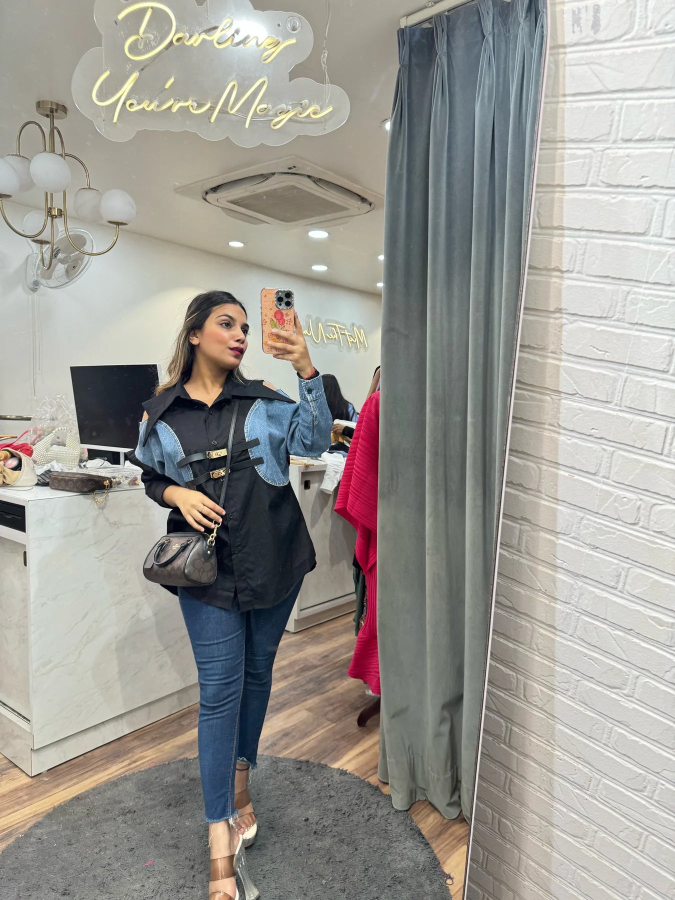 Half Denim Belt shirt