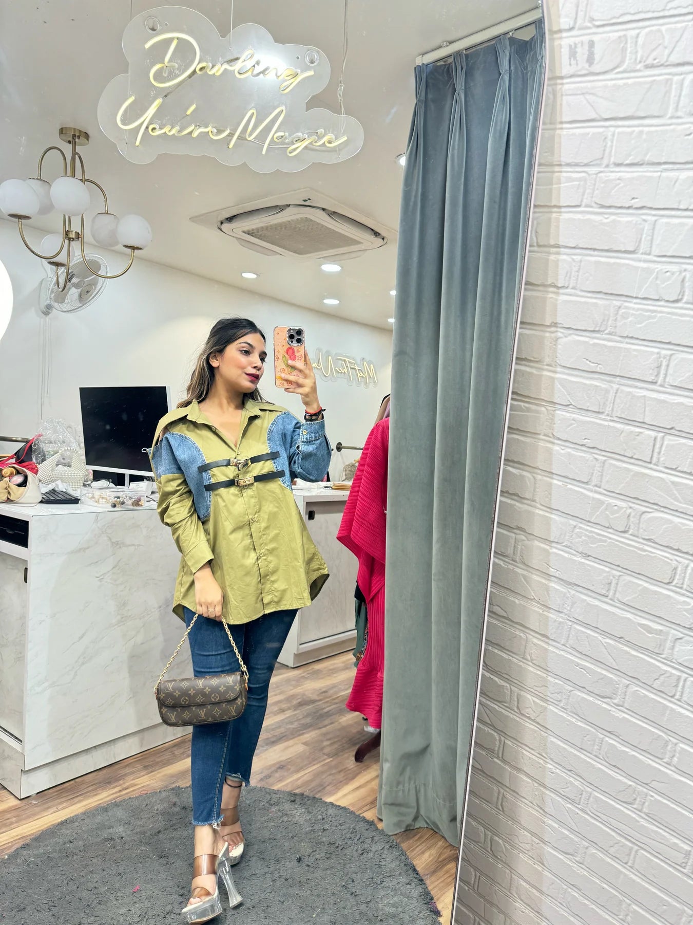 Half Denim Belt shirt