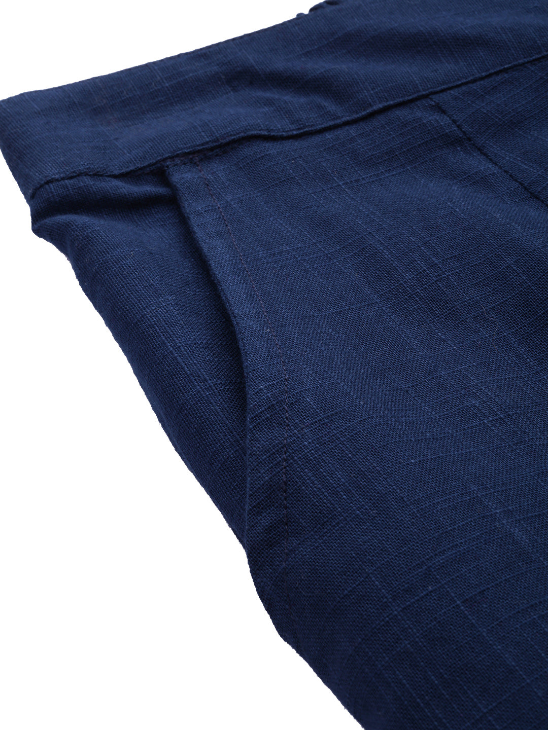 Navy Blue Straight Fit Solid Regular Trousers