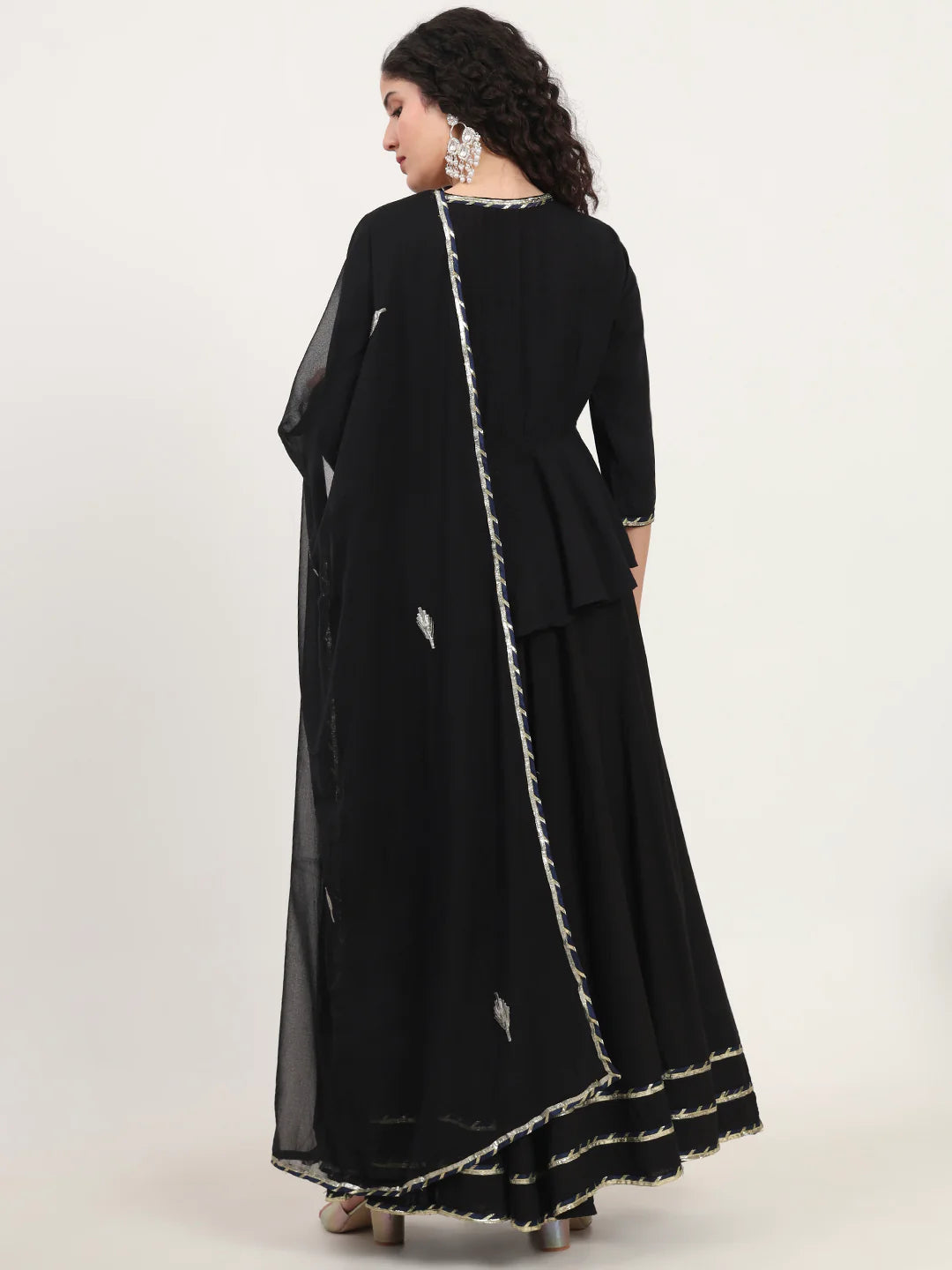 Wahida Black Gota Hand Work Lehenga Dupatta Set