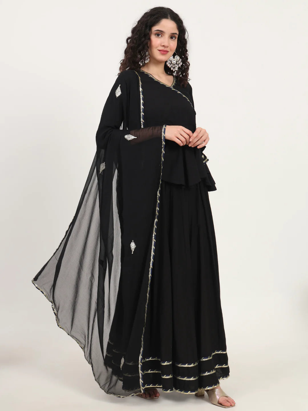 Wahida Black Gota Hand Work Lehenga Dupatta Set