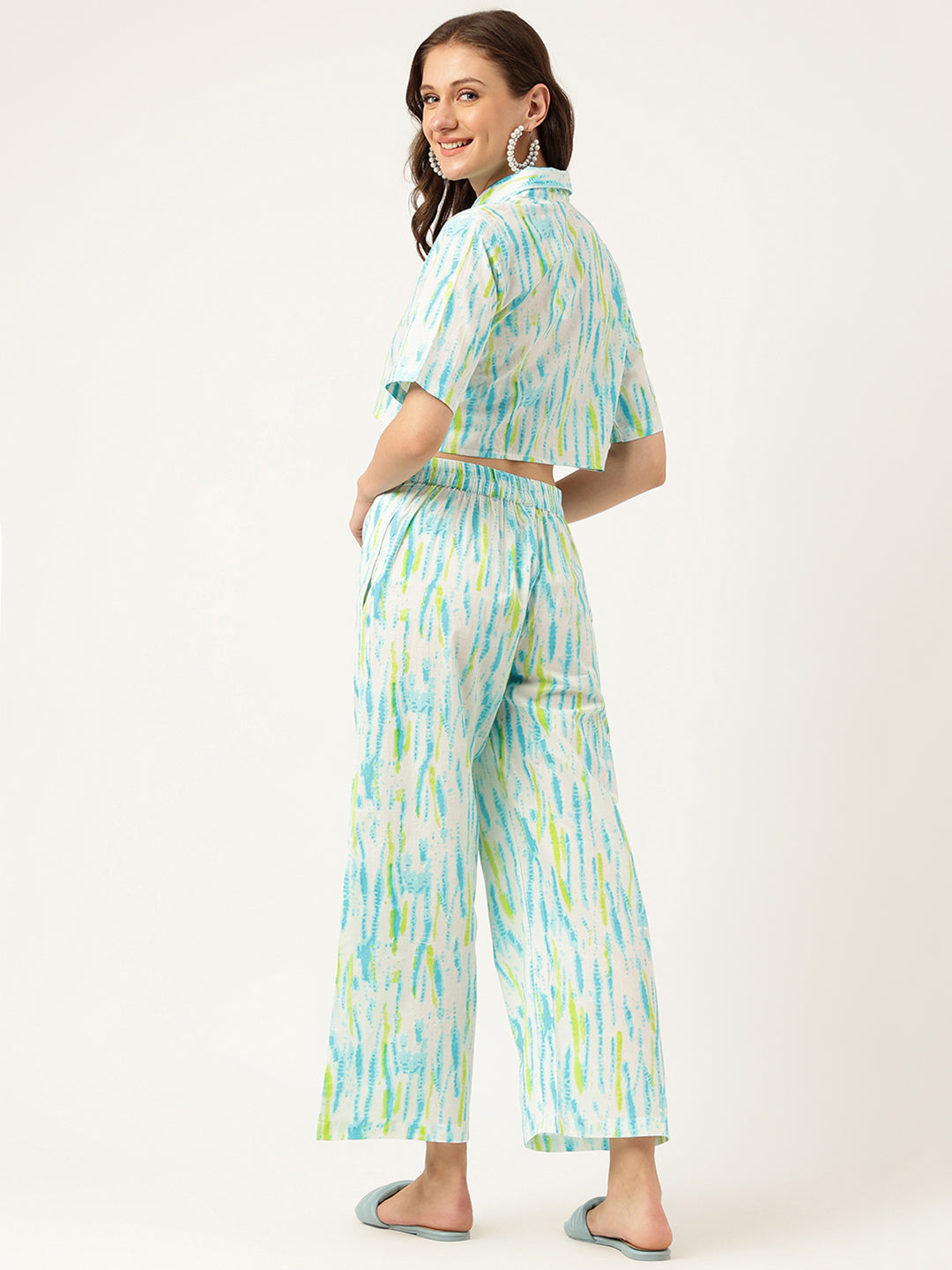 Women Tie And Dye Pure Cotton Shirt With Trousers