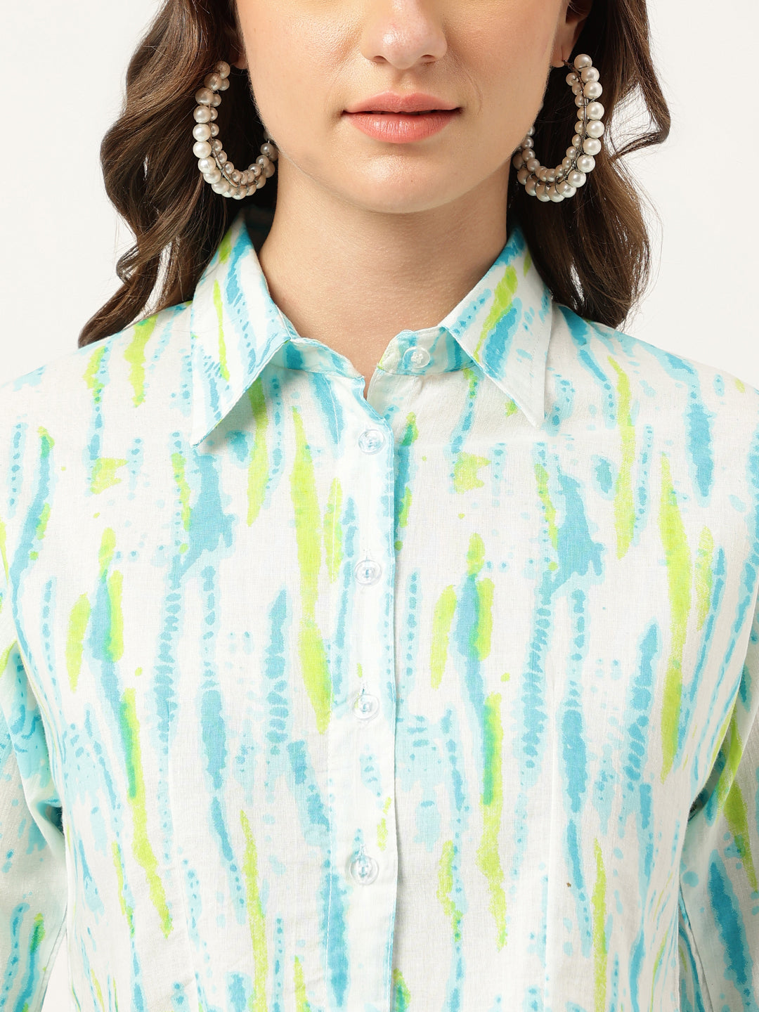 Women Tie And Dye Pure Cotton Shirt With Trousers