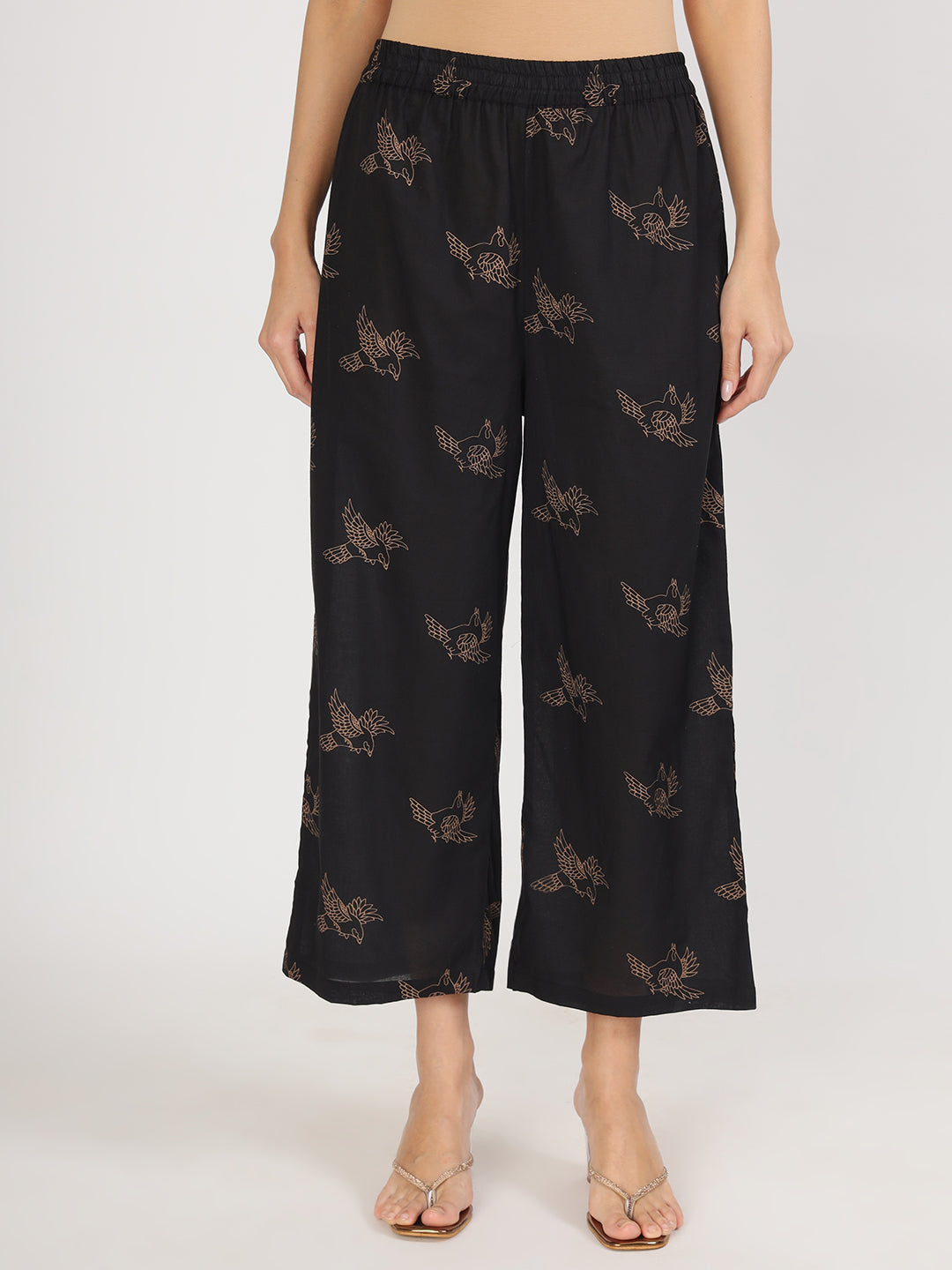 Black Printed Kurta with Trouser Co-Ord Set