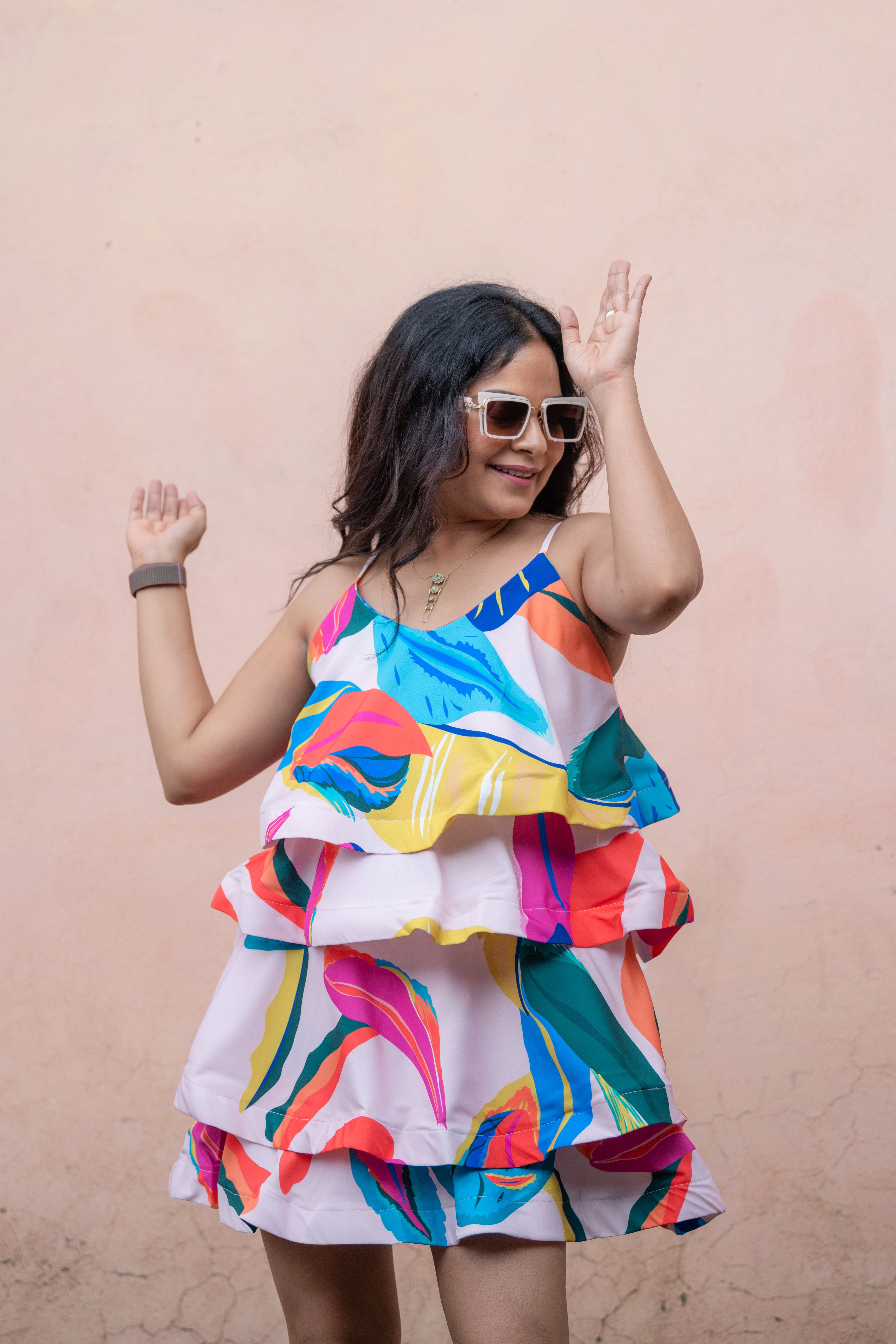 Christene Bubble Ruffled Slip-Mini Dress