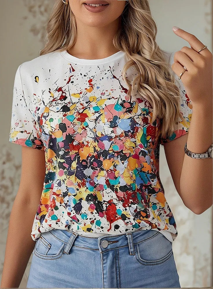 Women's T Shirt Fashion Floral Print Short Sleeve Regular